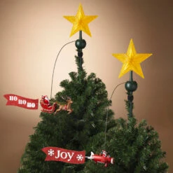 Holiday Decorations 28 20" JOY Or Ho Ho Ho Electric Lighted Animated Santa Flying Around Tree Christmas Tree Topper 2604030