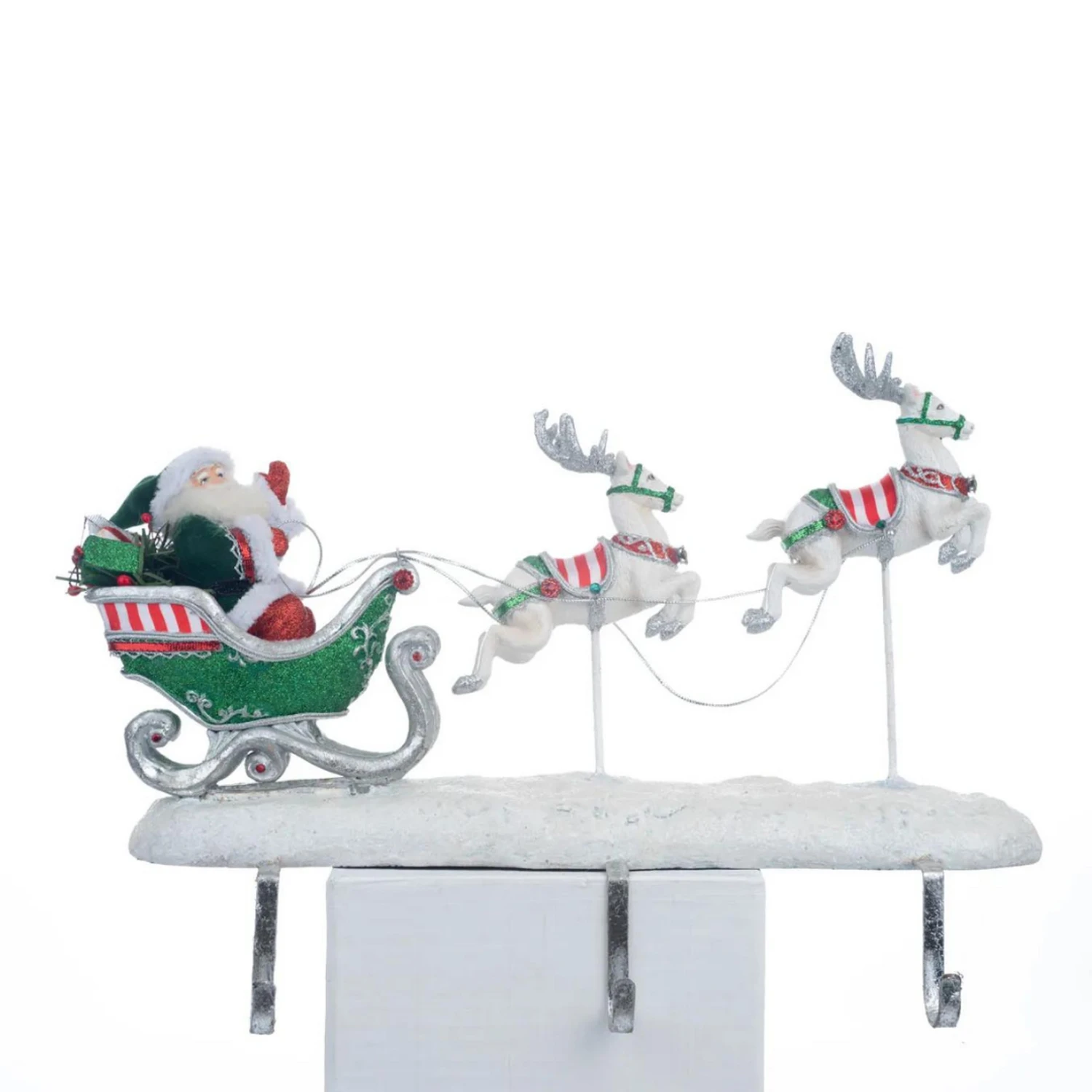 Katherine's Collection 16.75" Peppermint Palace Santa And Reindeer Christmas Stocking Holder 28-328042 3 Katherine's Collection 16.75" Peppermint Palace Santa And Reindeer Christmas Stocking Holder 28-328042