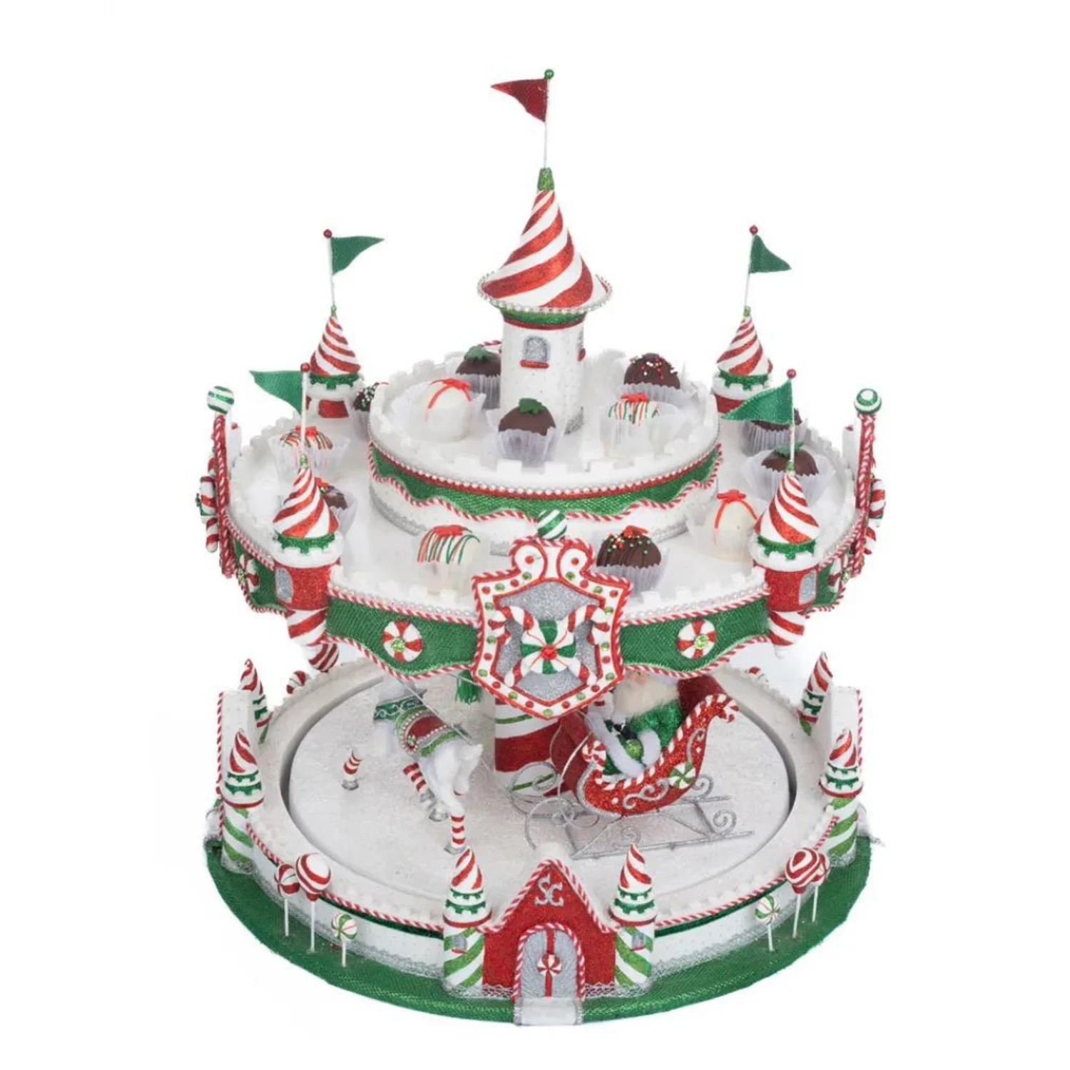 Katherine's Collection 48" Peppermint Palace Christmas Carousel Cupcake Server 28-328043 3 Katherine's Collection 48" Peppermint Palace Christmas Carousel Cupcake Server 28-328043 - Image 2