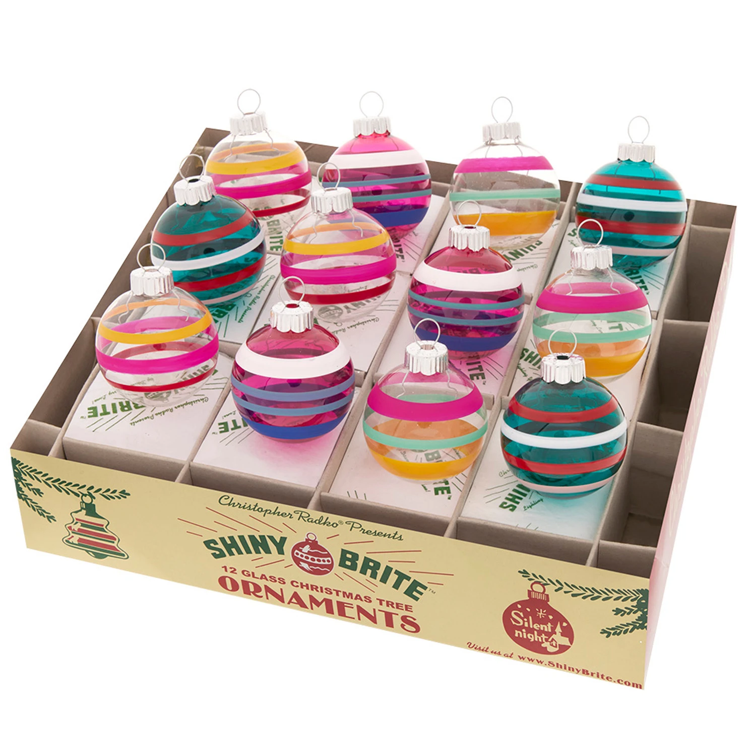 Christopher Radko Shiny Brite Vivid Vintage 1.75" Decorated Rounds Christmas Ornaments 4028183 3 Christopher Radko Shiny Brite Vivid Vintage 1.75" Decorated Rounds Christmas Ornaments 4028183