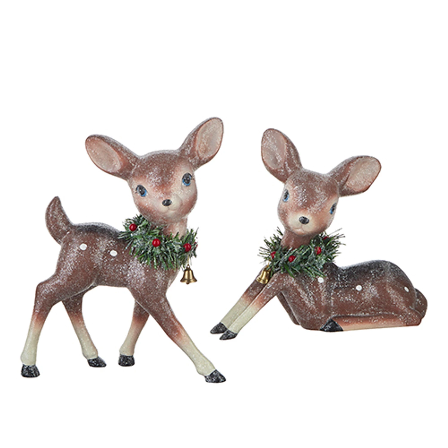 Raz Set Of 2 12.75" Large Reindeer With Bottle Brush Wreath Christmas Figure 4212557 4 Raz Set Of 2 12.75" Large Reindeer With Bottle Brush Wreath Christmas Figure 4212557 - Image 2