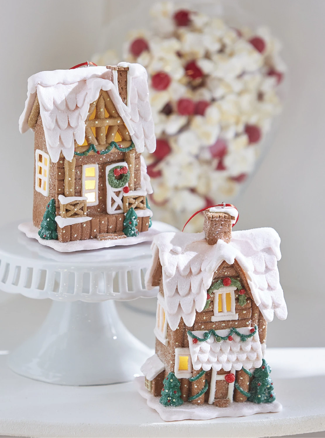 Raz 6.5" Lighted Gingerbread Pretzel House Christmas Ornament 4216269 3 Raz 6.5" Lighted Gingerbread Pretzel House Christmas Ornament 4216269