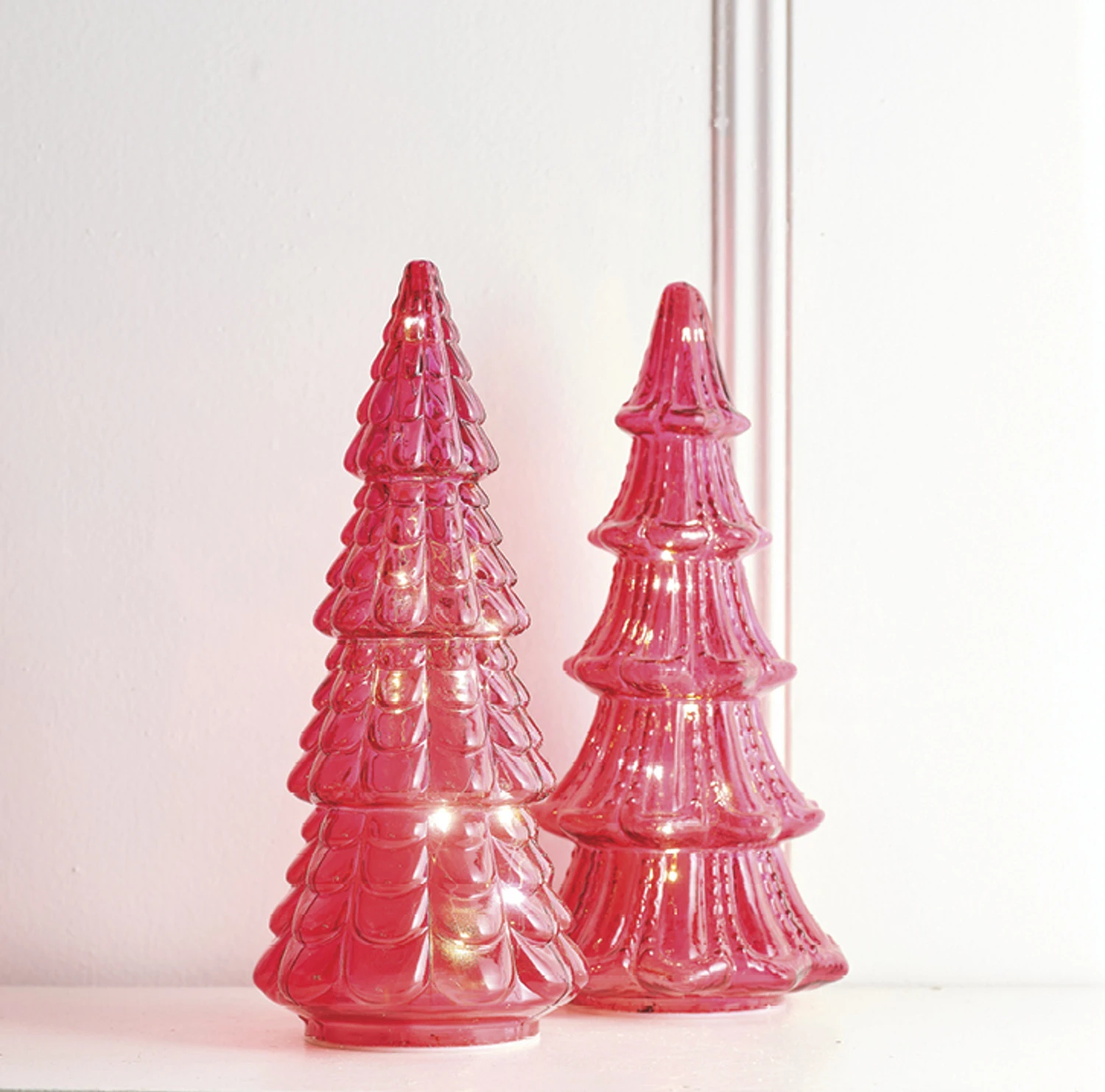 Raz Set Of 2 Pink Textured Glass Lighted Christmas Tree Decoration 4220113 3 Raz Set Of 2 Pink Textured Glass Lighted Christmas Tree Decoration 4220113