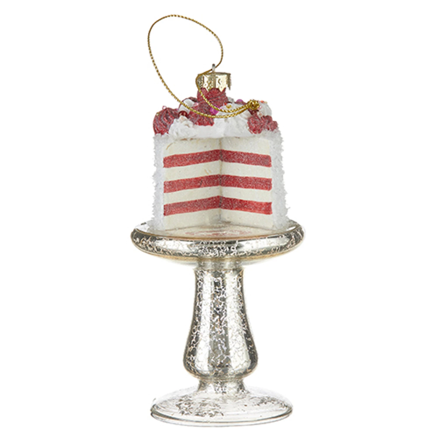 Raz 5.25" Cake On Plate Glass Christmas Ornament 4220908 3 Raz 5.25" Cake On Plate Glass Christmas Ornament 4220908