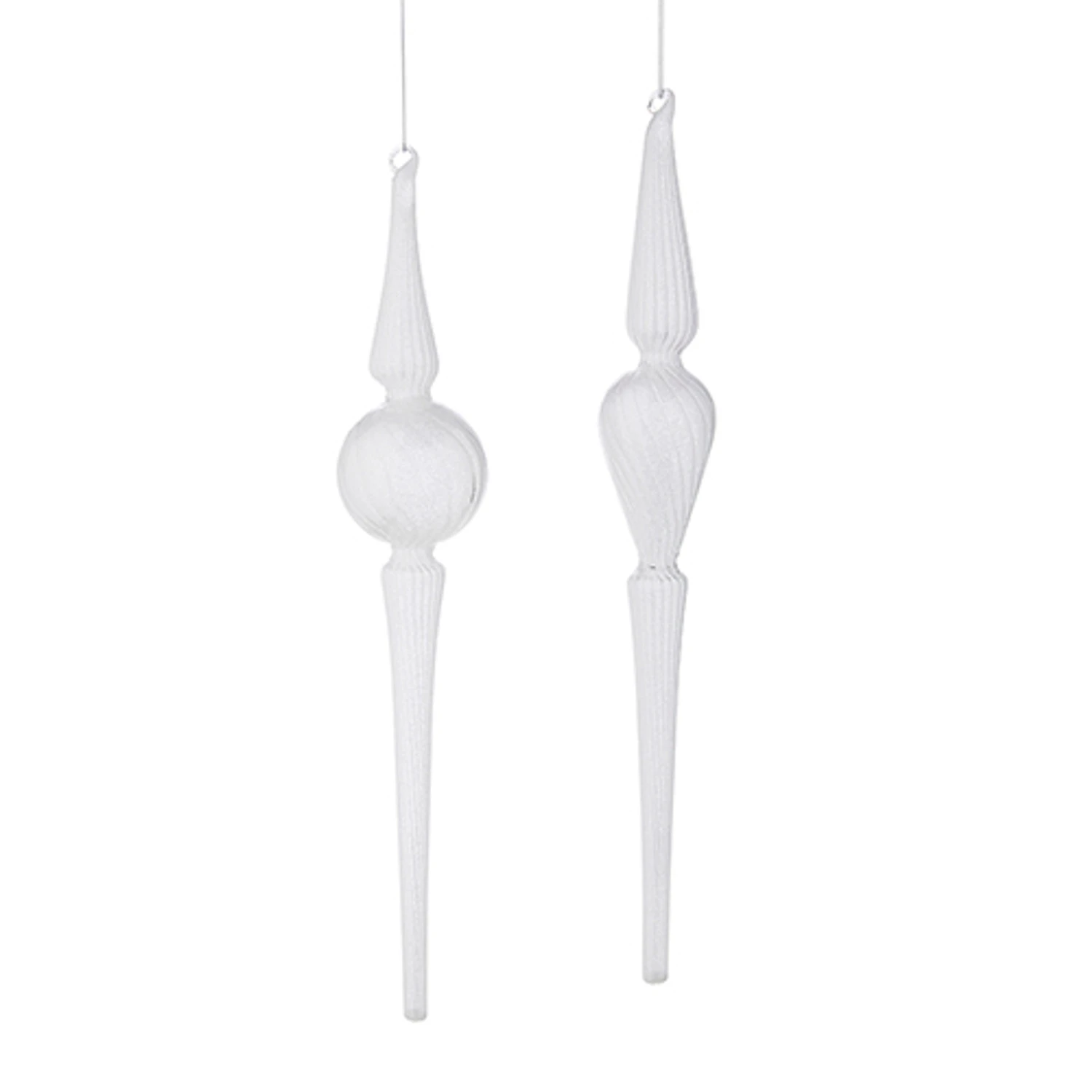 Raz 14.25" White Large Finial Glass Christmas Ornament 4222811 4 Raz 14.25" White Large Finial Glass Christmas Ornament 4222811 - Image 2