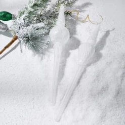 Raz 14.25" White Large Finial Glass Christmas Ornament 4222811