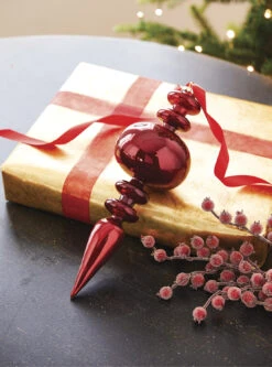 Raz 12.5" Large Red Finial Glass Christmas Ornament 4222885