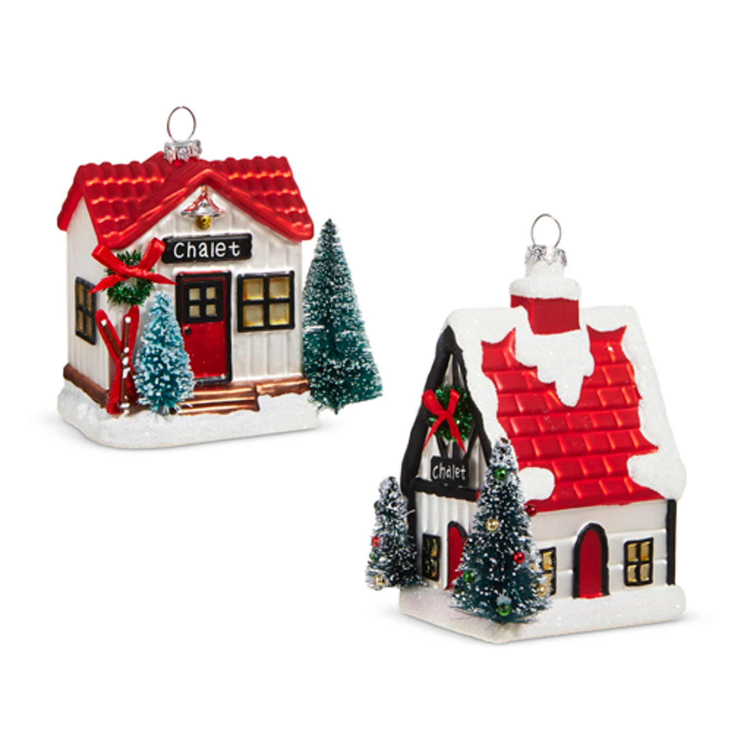 Raz 4" Chalet Cabin Glass Christmas Ornament 4320942 4 Raz 4" Chalet Cabin Glass Christmas Ornament 4320942 - Image 2