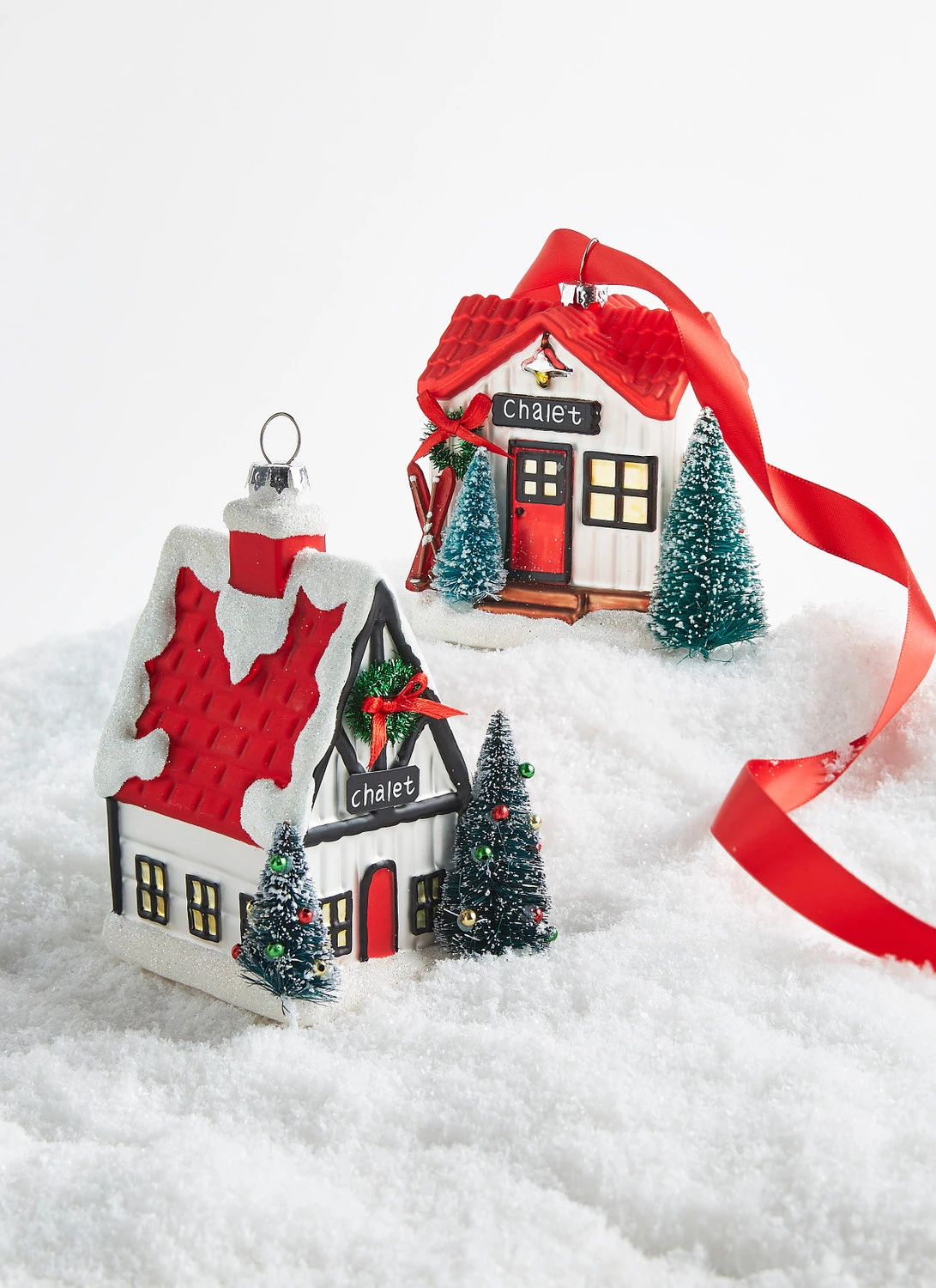 Raz 4" Chalet Cabin Glass Christmas Ornament 4320942 3 Raz 4" Chalet Cabin Glass Christmas Ornament 4320942
