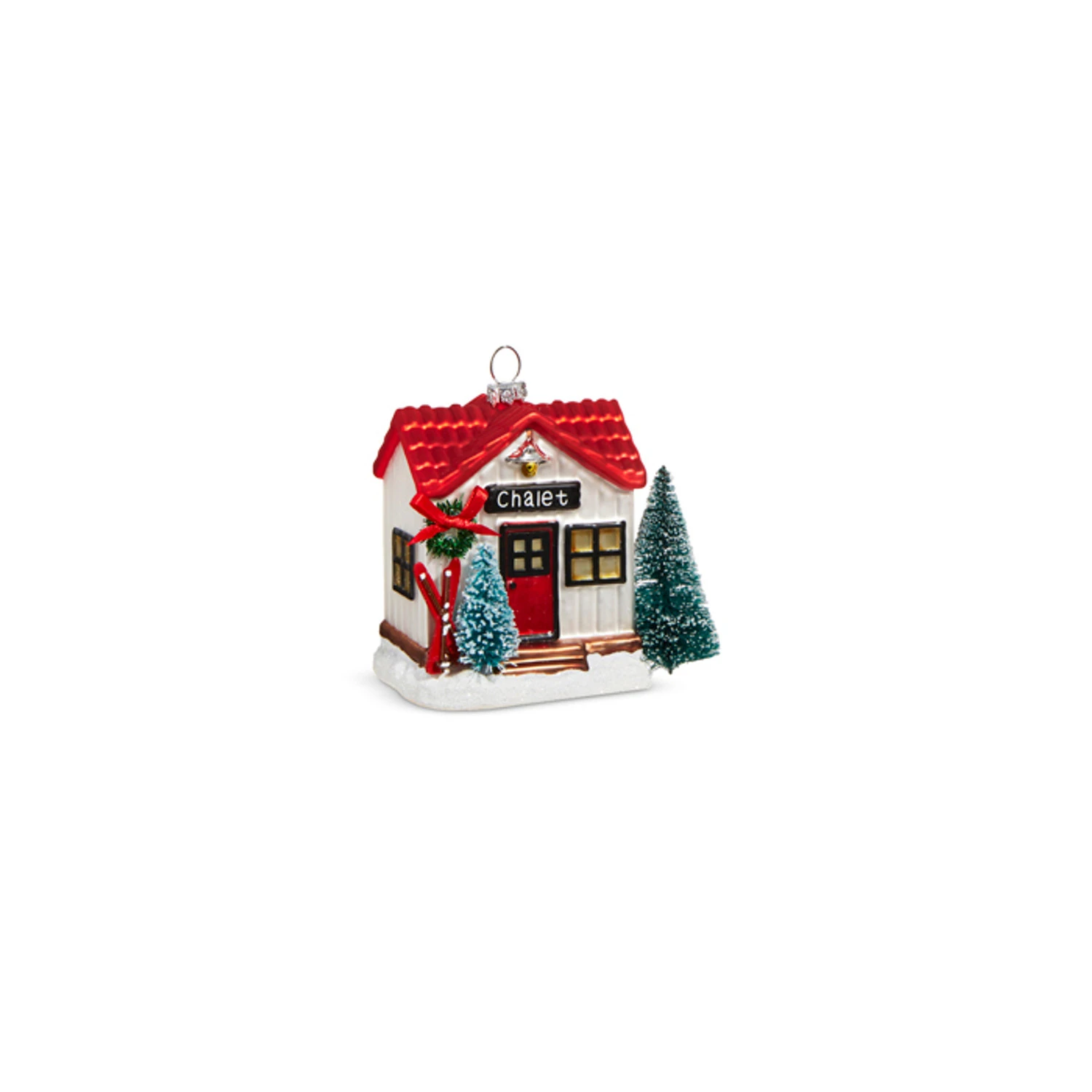 Raz 4" Chalet Cabin Glass Christmas Ornament 4320942 5 Raz 4" Chalet Cabin Glass Christmas Ornament 4320942 - Image 3