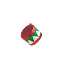 Raz 3.5" Red And Green Drum Glass Christmas Ornament 4322900 -Holiday Decorations 4322900a 31596.1684347372