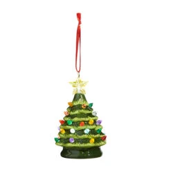 Raz 5.25" Green Or White Lighted Ceramic Tree Christmas Ornament -Holiday Decorations 4322943 59791.1690838826