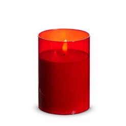 Uyuni Moving Flame Red Glass Ivory Pillar Battery Candle -Holiday Decorations 4324045 13421.1692019133