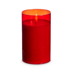 Uyuni Moving Flame Red Glass Ivory Pillar Battery Candle -Holiday Decorations 4324046 39970.1692019137