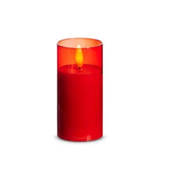 Uyuni Moving Flame Red Glass Ivory Pillar Battery Candle -Holiday Decorations 4324047 71450.1692019148