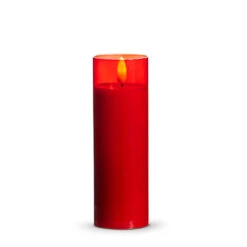 Uyuni Moving Flame Red Glass Ivory Pillar Battery Candle -Holiday Decorations 4324048 51129.1692019143