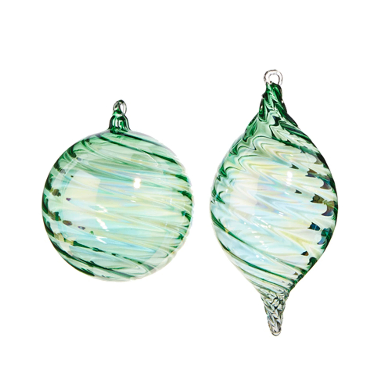 Raz 5" Green Blown Glass Christmas Ornament 4324513 4 Raz 5" Green Blown Glass Christmas Ornament 4324513 - Image 2