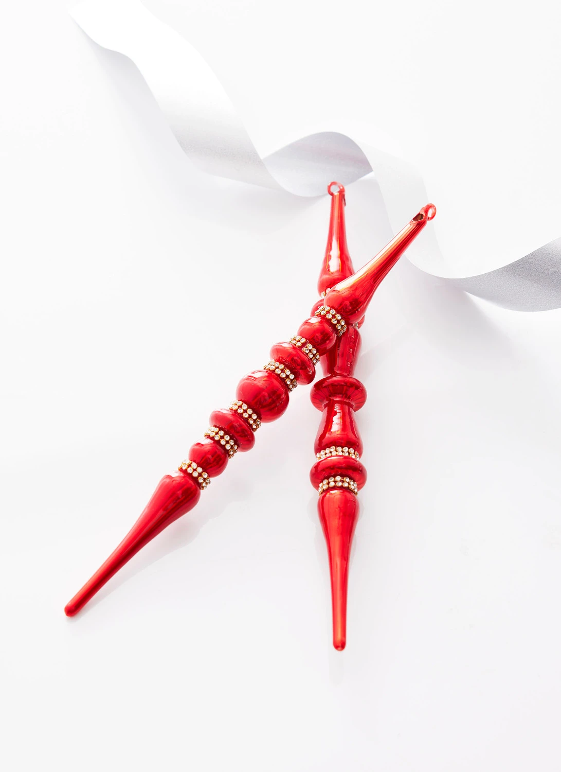 Raz 12" Large Red Jeweled Glass Finial Christmas Ornament 4324533 3 Raz 12" Large Red Jeweled Glass Finial Christmas Ornament 4324533