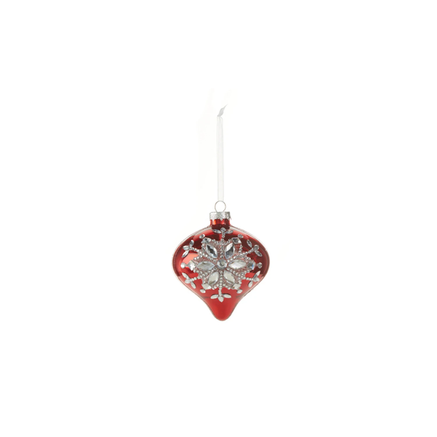 Raz 4" Red Jeweled Snowflake Glass Christmas Ornament 4324540 5 Raz 4" Red Jeweled Snowflake Glass Christmas Ornament 4324540 - Image 3