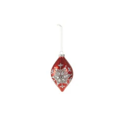 Raz 4" Red Jeweled Snowflake Glass Christmas Ornament 4324540 -Holiday Decorations 4324540b 28538.1684861719
