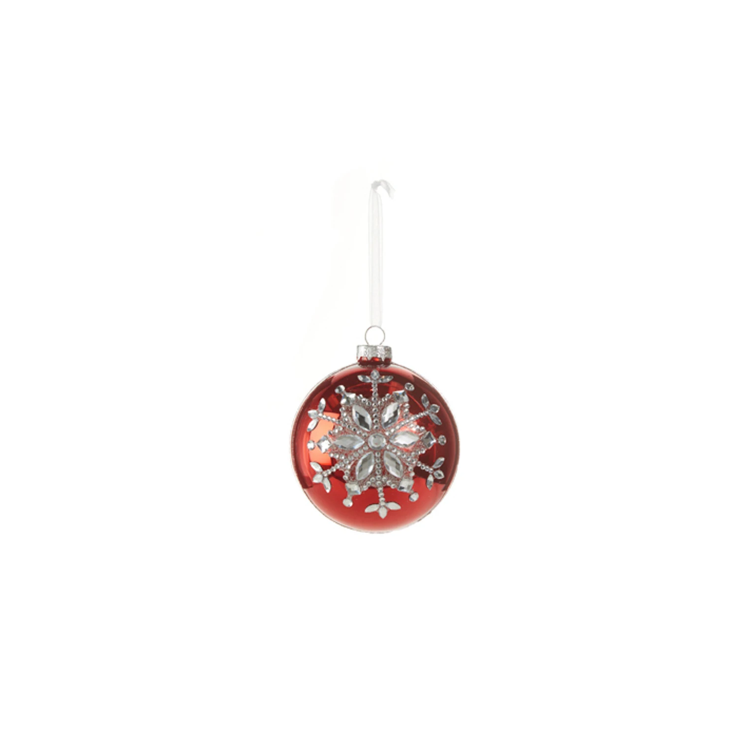 Raz 4" Red Jeweled Snowflake Glass Christmas Ornament 4324540 7 Raz 4" Red Jeweled Snowflake Glass Christmas Ornament 4324540 - Image 5