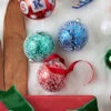 Raz 4" Green, Blue Or Red Iced Ball Glass Christmas Ornament 4324542