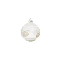 Raz 4" White Textured Pinecone Glass Christmas Ornament 4324587 -Holiday Decorations 4324587a 20499.1684952652