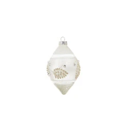 Raz 4" White Textured Pinecone Glass Christmas Ornament 4324587 -Holiday Decorations 4324587b 76120.1684952655