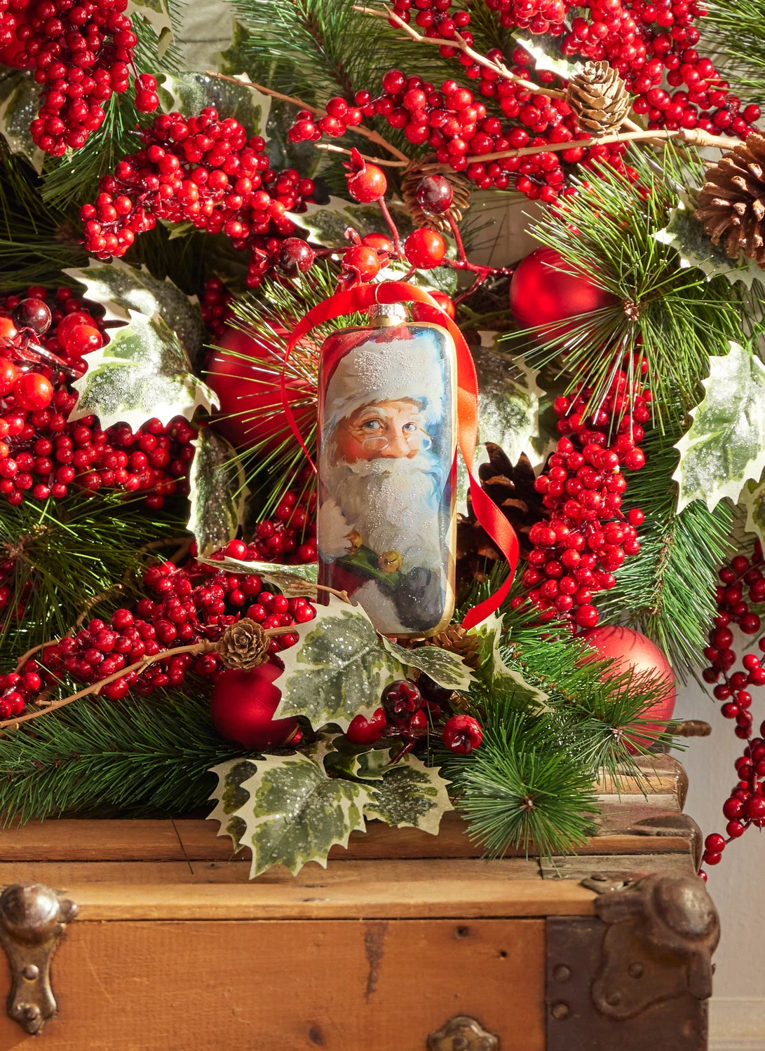 Raz 6" Santa Portrait Glass Christmas Ornament 4324617 3 Raz 6" Santa Portrait Glass Christmas Ornament 4324617