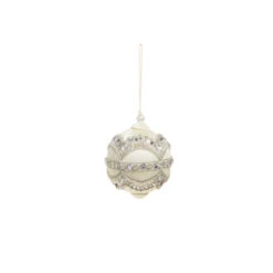 Raz 4" Silver Or Ivory Jewel And Wrapped Thread Ball Christmas Ornament 4327325 -Holiday Decorations 4327325b 40051.1685026686