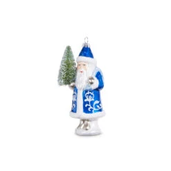 Raz 5.5" Delft Santa With Tree Glass Christmas Ornament 4352893 -Holiday Decorations 4352893a 34241.1685539521