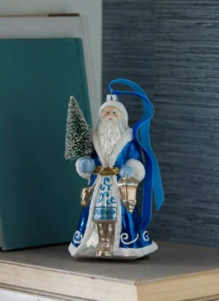 Raz 7" Delft Santa With Tree Ornament 4352894