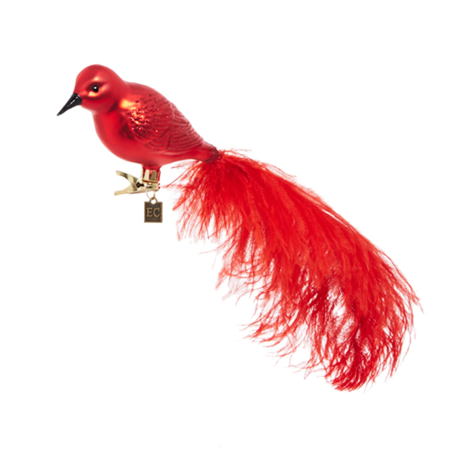 Raz Eric Cortina 12" Clip-On Red Feathered Bird Glass Christmas Ornament 4353100 4 Raz Eric Cortina 12" Clip-On Red Feathered Bird Glass Christmas Ornament 4353100 - Image 2