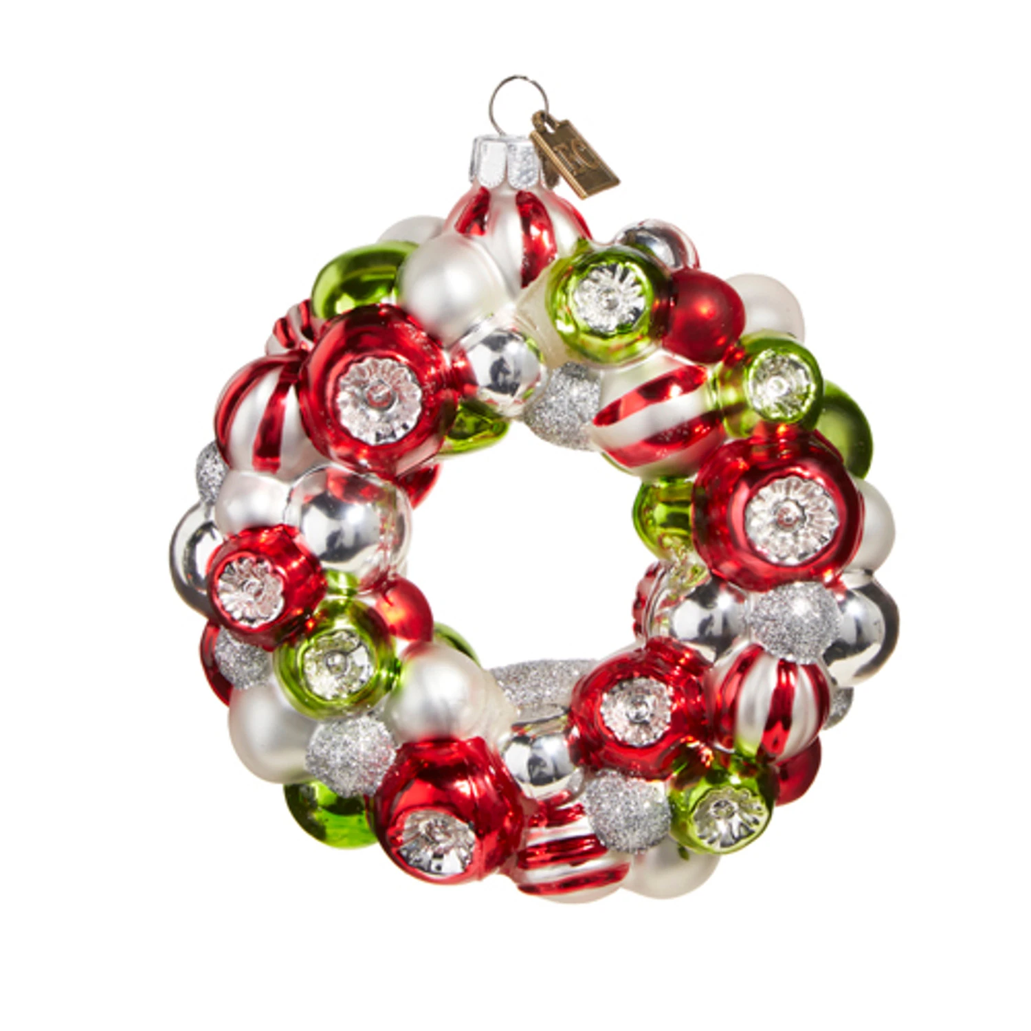 Raz Eric Cortina 4" Red, Green, And White Wreath Glass Christmas Ornament 4353164 4 Raz Eric Cortina 4" Red, Green, And White Wreath Glass Christmas Ornament 4353164 - Image 2