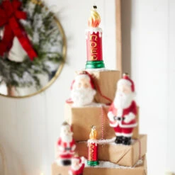 Raz Eric Cortina 5.5" Or 8" Noel Blow Mold Candle Glass Christmas Ornament