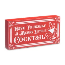 Raz Red High Shine Block Christmas Cocktail Sign 7 Raz Red High Shine Block Christmas Cocktail Sign -Holiday Decorations 4359005 97500.1685648389