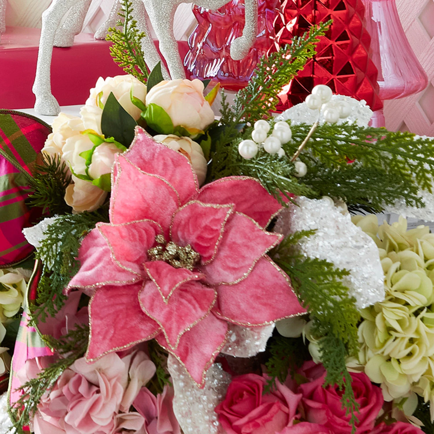 Raz 21" Hot Pink Velvet Poinsettia Christmas Tree Pick F4306716 3 Raz 21" Hot Pink Velvet Poinsettia Christmas Tree Pick F4306716