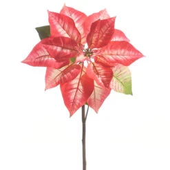 Raz 24.5" Red And Pink Poinsettia Stem Christmas Tree Pick F4341706 -Holiday Decorations F4341706 1 11290.1686151881