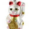 Cody Foster 4.25" White Lucky Cat Glass Christmas Ornament GO-2781-W