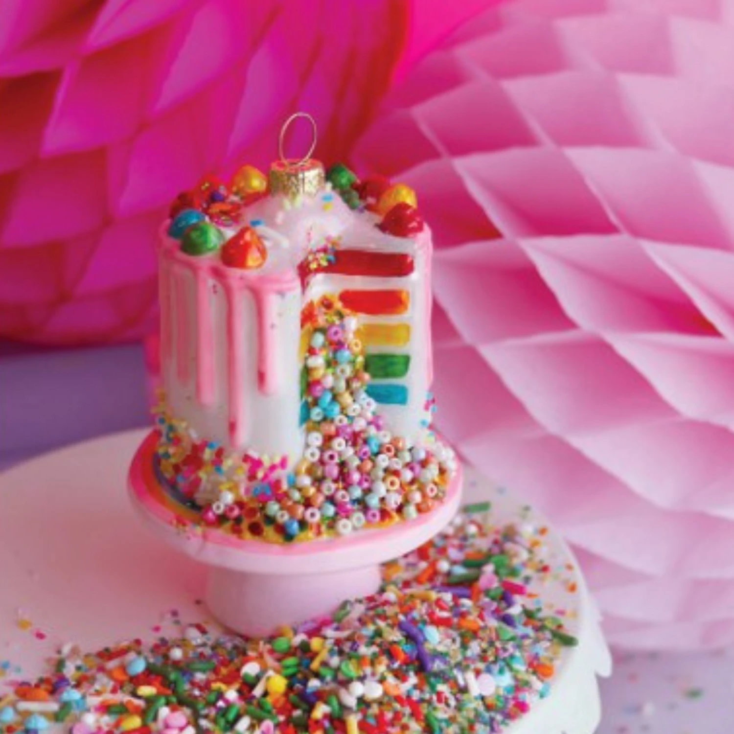 Cody Foster 4.25" Confetti Cake Glass Christmas Ornament GO-8139 3 Cody Foster 4.25" Confetti Cake Glass Christmas Ornament GO-8139