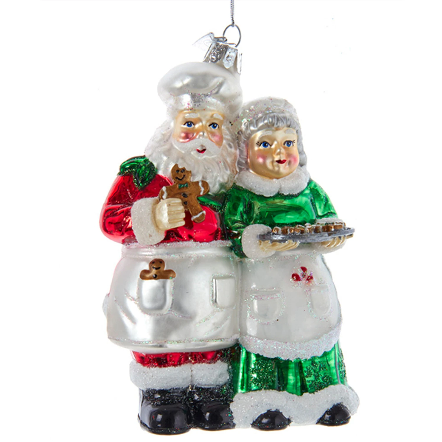 Kurt Adler 5" Noble Gems Mr. & Mrs. Santa With Cookies Glass Christmas Ornament NBX0067 3 Kurt Adler 5" Noble Gems Mr. & Mrs. Santa With Cookies Glass Christmas Ornament NBX0067