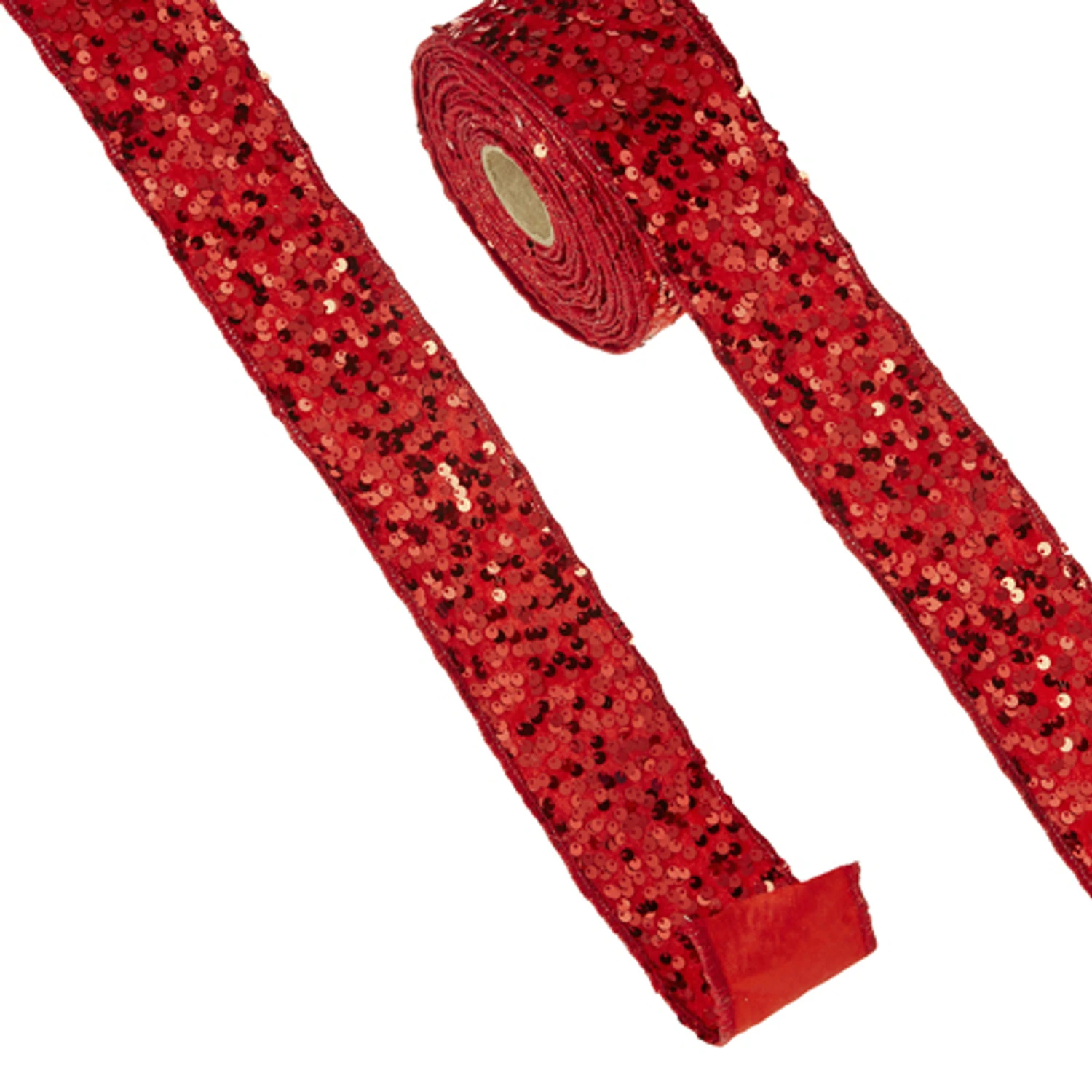 Raz 2.5" Red Sequined Wired Christmas Ribbon R4371759 4 Raz 2.5" Red Sequined Wired Christmas Ribbon R4371759 - Image 2