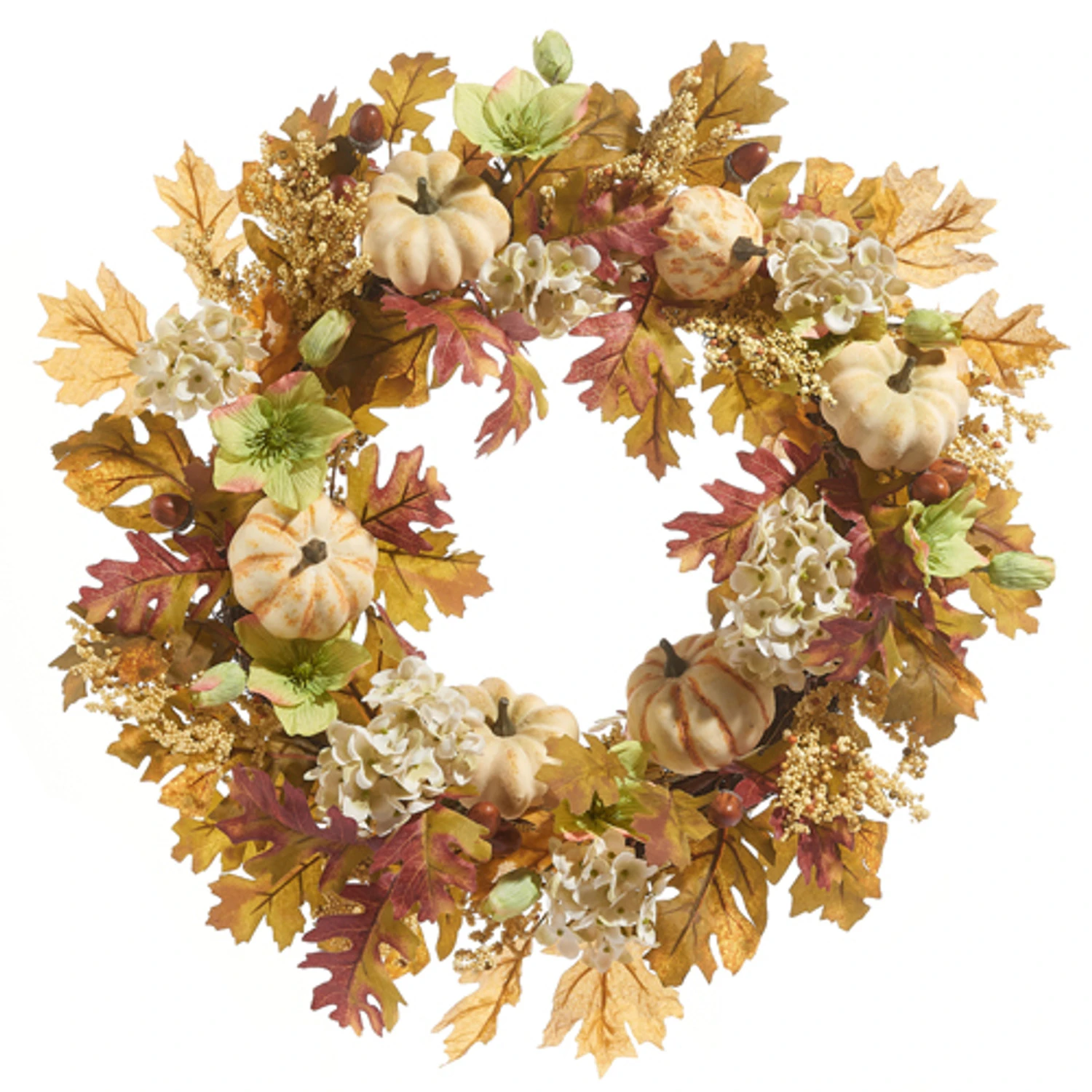 Raz 24" Hydrangea And Pumpkin Fall Wreath W4302318 4 Raz 24" Hydrangea And Pumpkin Fall Wreath W4302318 - Image 2