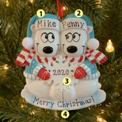 Polar Bear Couple Our First Christmas Personalized Christmas Ornament OR1450