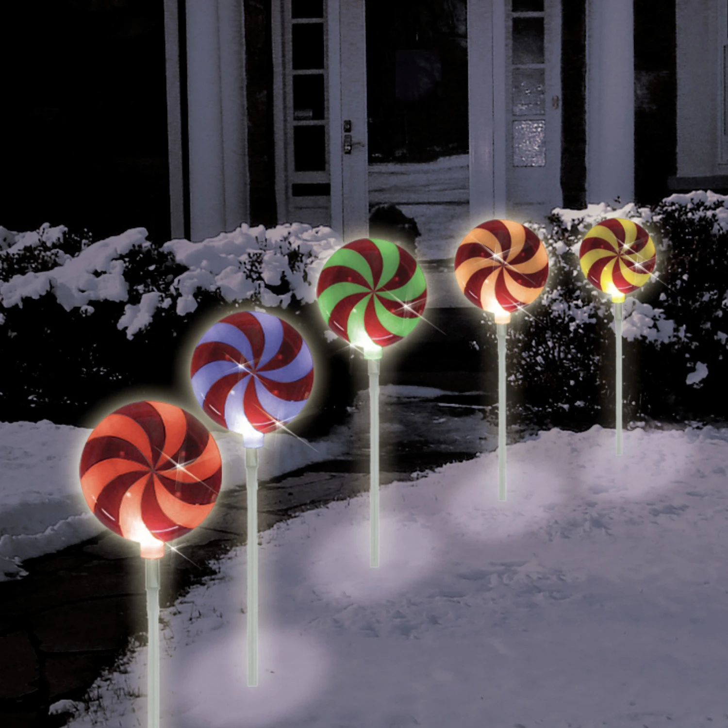 Brite Star 5 Count LED Lighted Color Changing Candy Pathway Markers Outdoor Christmas Decor 48-833-00 3 Brite Star 5 Count LED Lighted Color Changing Candy Pathway Markers Outdoor Christmas Decor 48-833-00