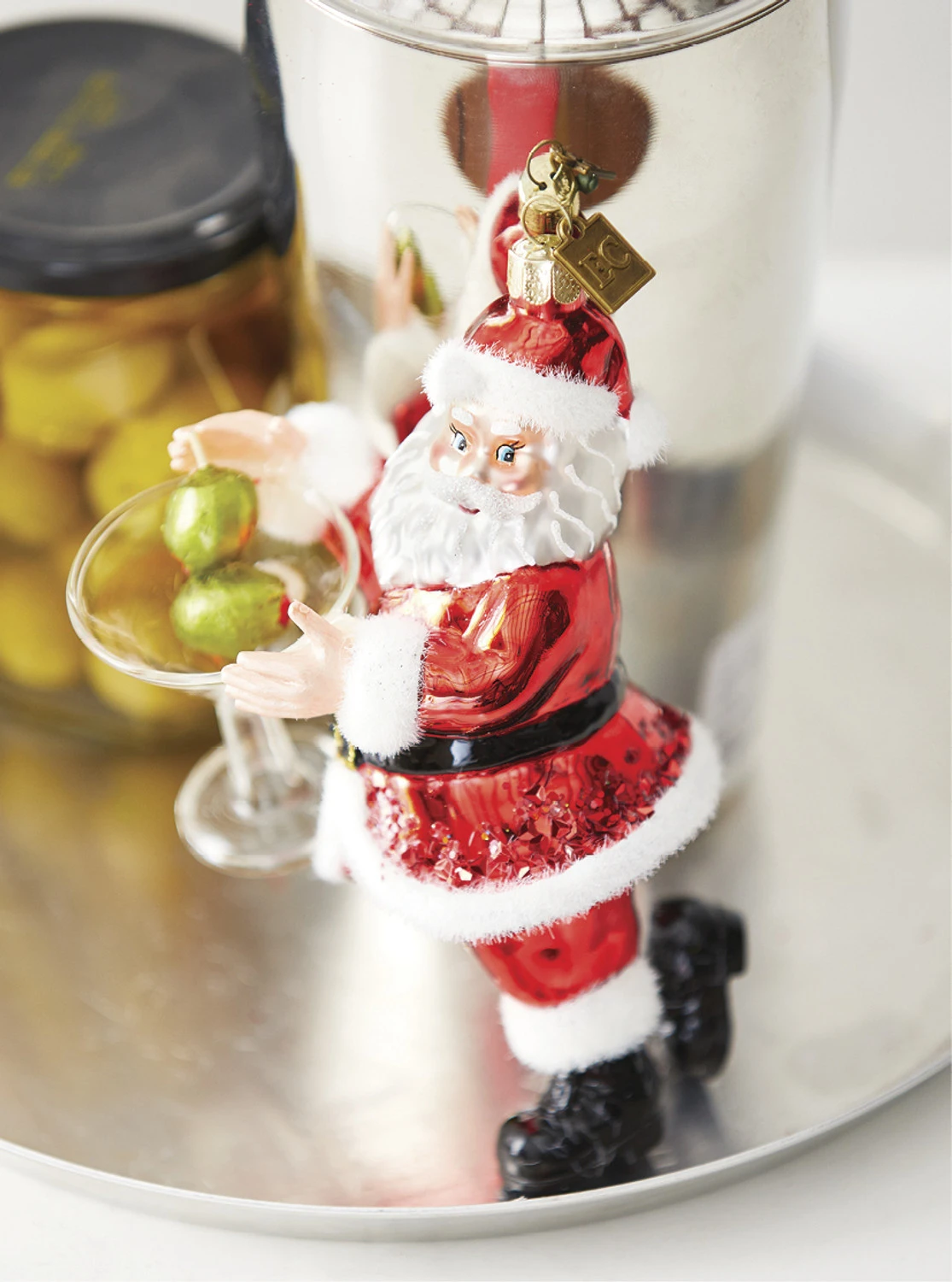 Raz 6" Eric Cortina Just One Drink Santa Glass Christmas Ornament 4153114 3 Raz 6" Eric Cortina Just One Drink Santa Glass Christmas Ornament 4153114