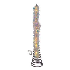 Kurt Adler 12.2" LED Lighted Warm White Silver Tinsel Star Christmas Tree Topper AD1022WW -Holiday Decorations apibnuzym 42097.1646091909