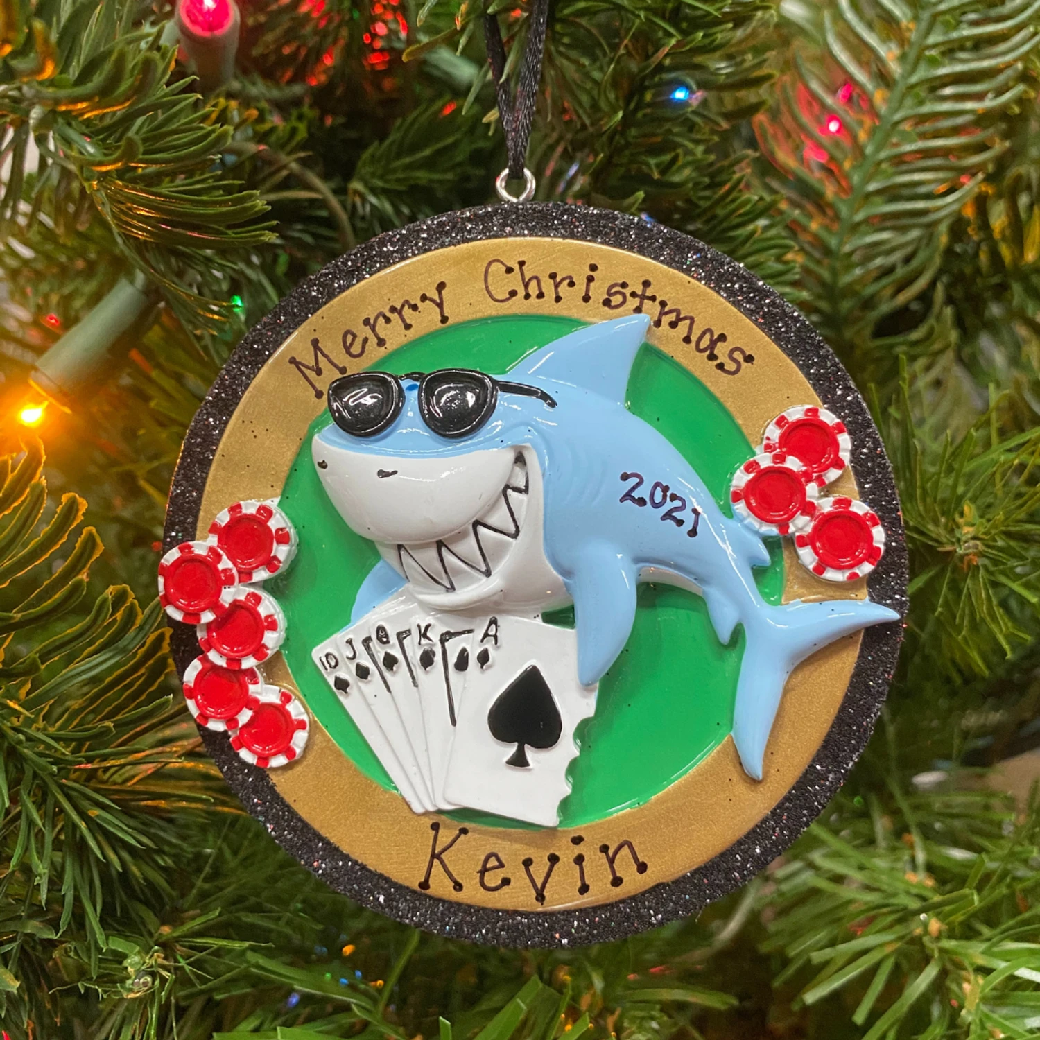 Card Shark Personalized Christmas Ornament OR1695 4 Card Shark Personalized Christmas Ornament OR1695 - Image 2