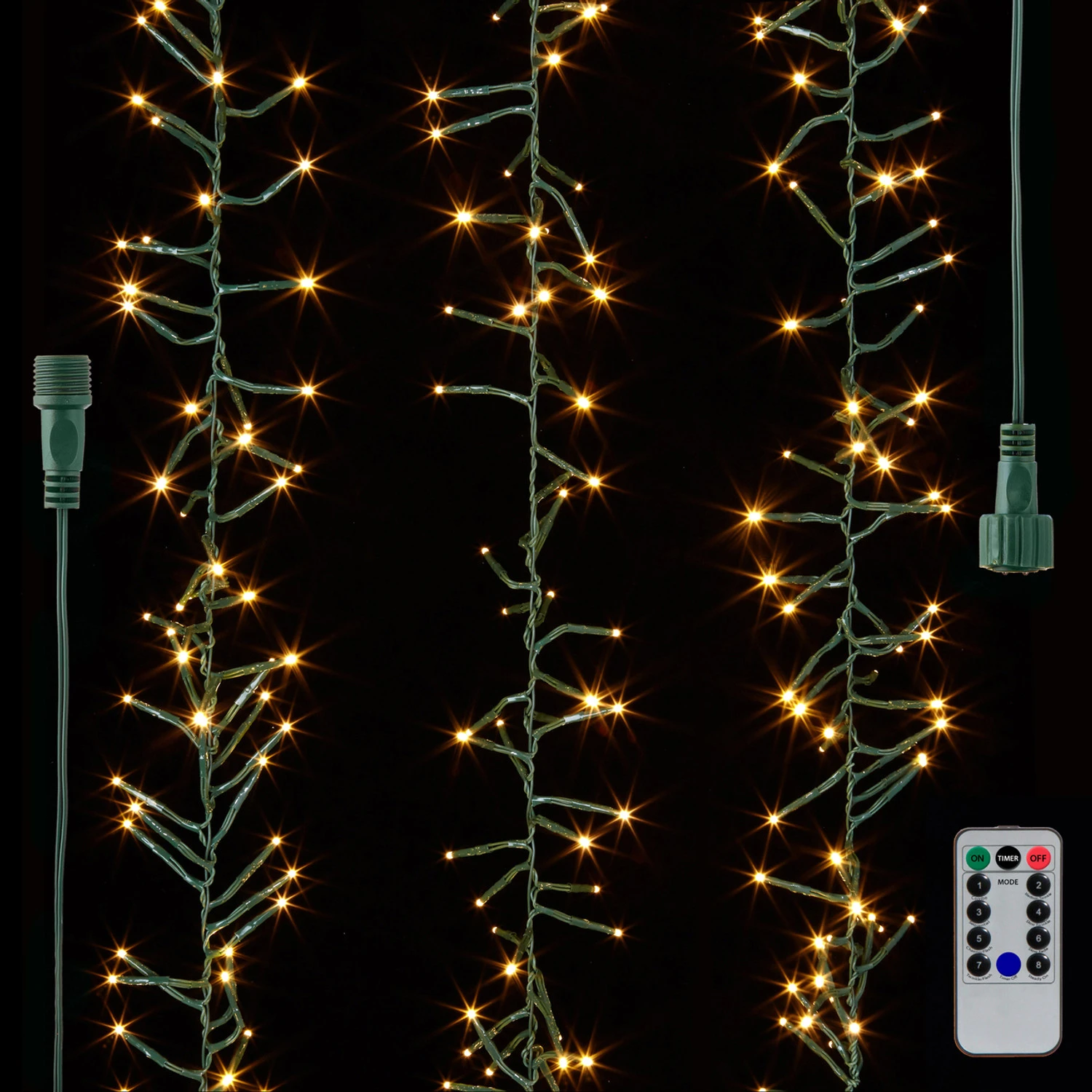Raz 34' Connectable Cluster Garland Green Wire With White Lights Christmas Light Strand L4137016 4 Raz 34' Connectable Cluster Garland Green Wire With White Lights Christmas Light Strand L4137016 - Image 2