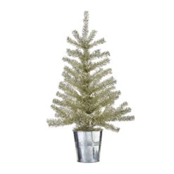 Raz Champagne Tinsel Tree In Galvanized Bucket Christmas Decoration -Holiday Decorations apifp1yeq 18172.1646091894